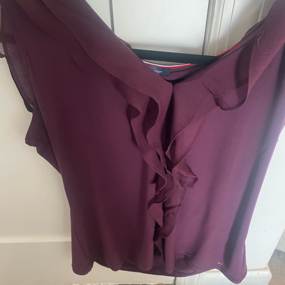 Purple Tommy Hilfiger ruffle tank top